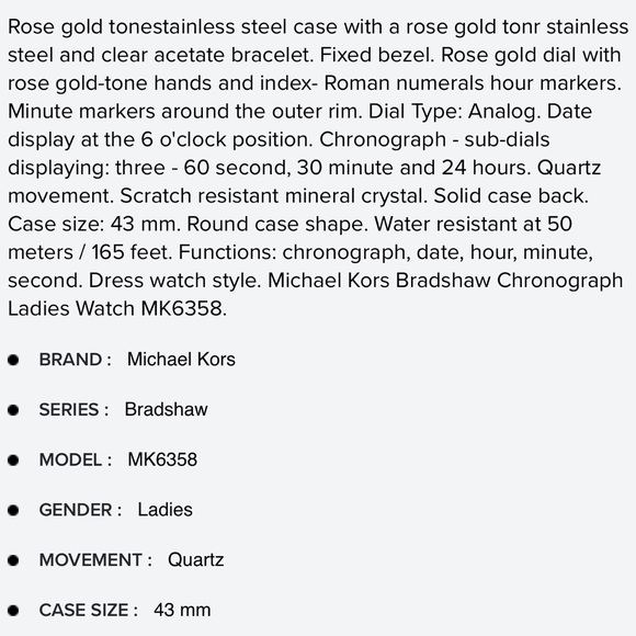 Michael Kors bradshaw acetate clear rosegold watch - Picture 7 of 8